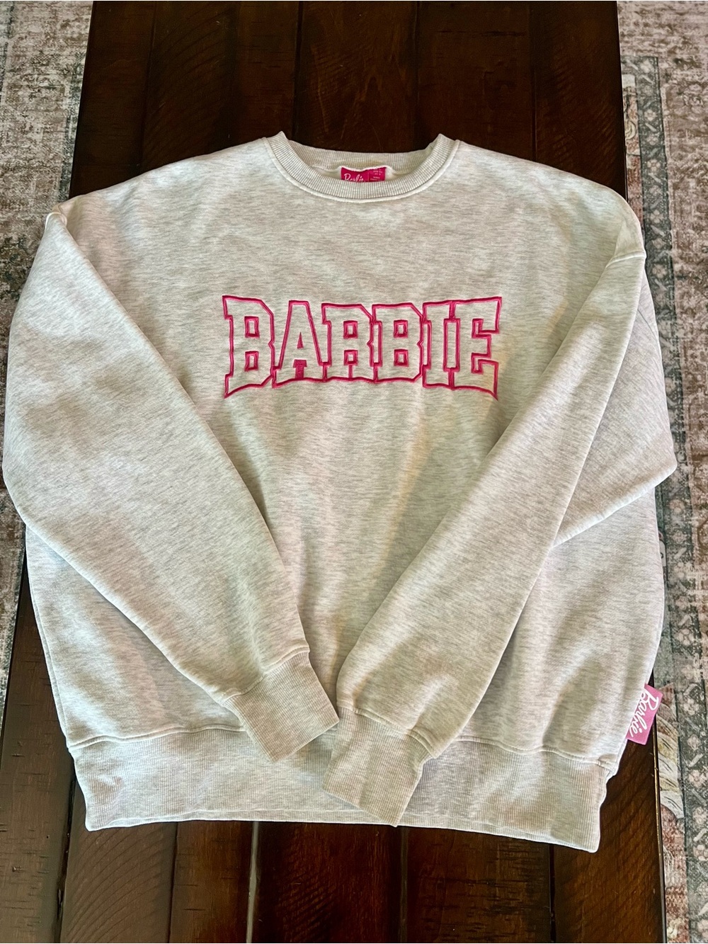 Boohoo x Barbie Embroidered Logo Oversized Sweatshirt Women’s 8 Oatmeal